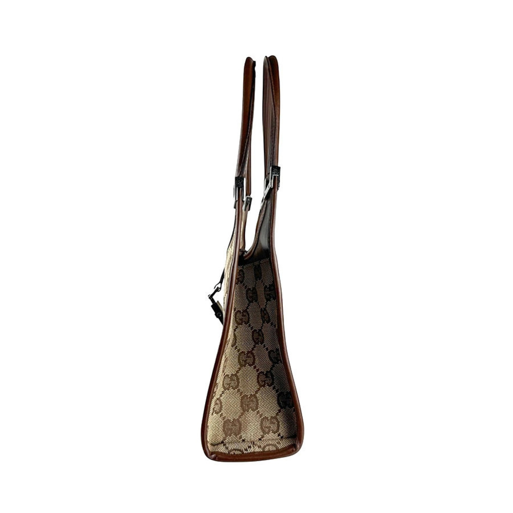Gucci Brown Jackie Shoulder Beige GG Canvas Bag Leather Brown Tan